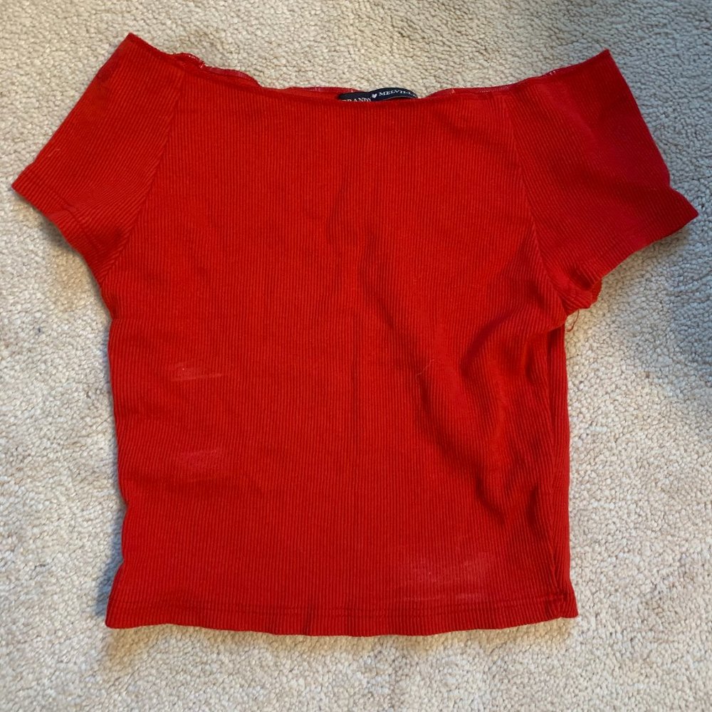 brandy melville off the shoulder crop top